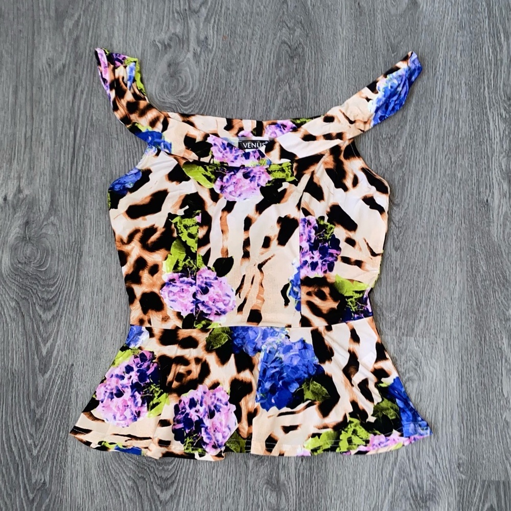 Venus animal print peplum top size S